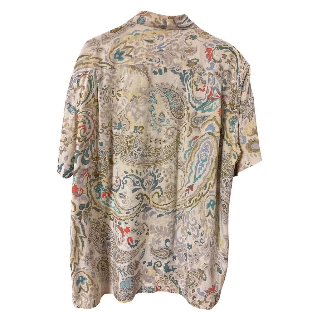 Tommy Bahama Mens 100% Silk Paisley Short Sleeve Button Down Camp‎ Shirt M - Picture 3 of 8